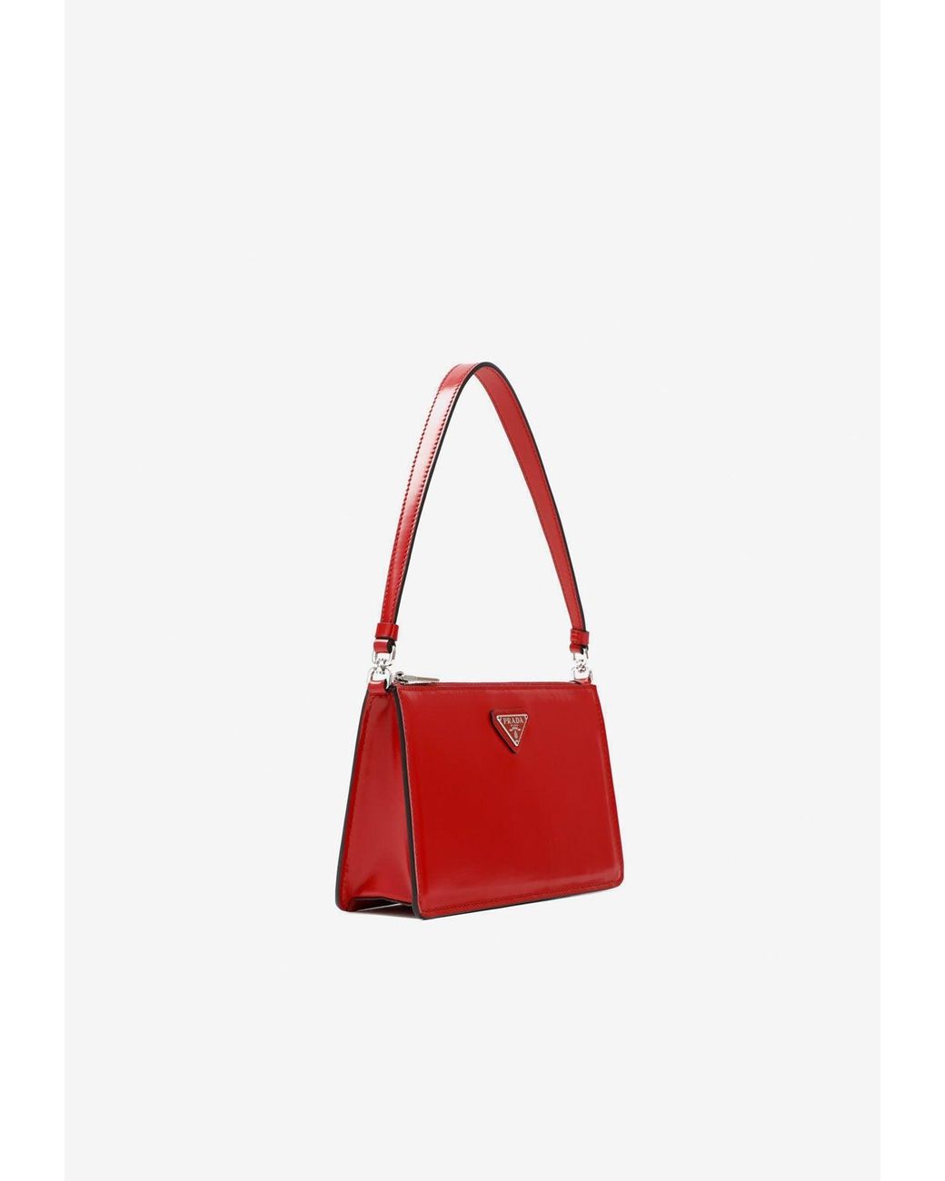 Prada Mini Shoulder Bag In Brushed Leather in Scarlet (Red) | Lyst