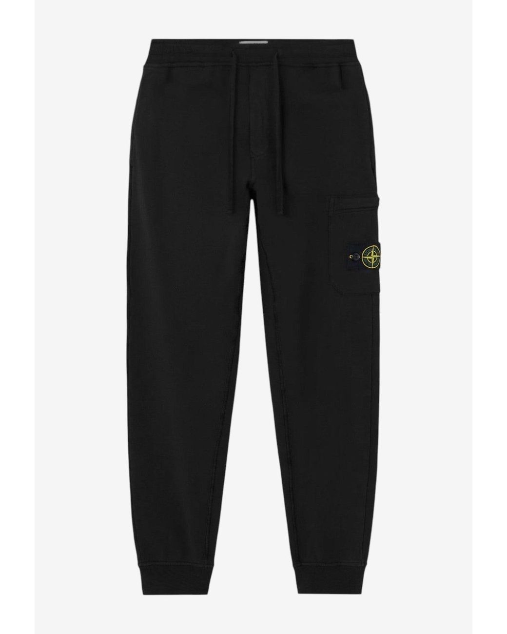 Stone Island Black Logo Patch Track Pants for men