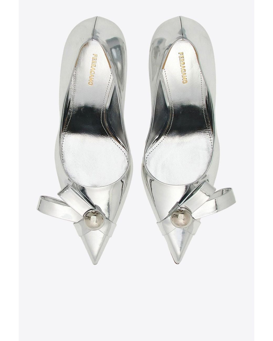 Ferragamo White Brilda 85 Pumps