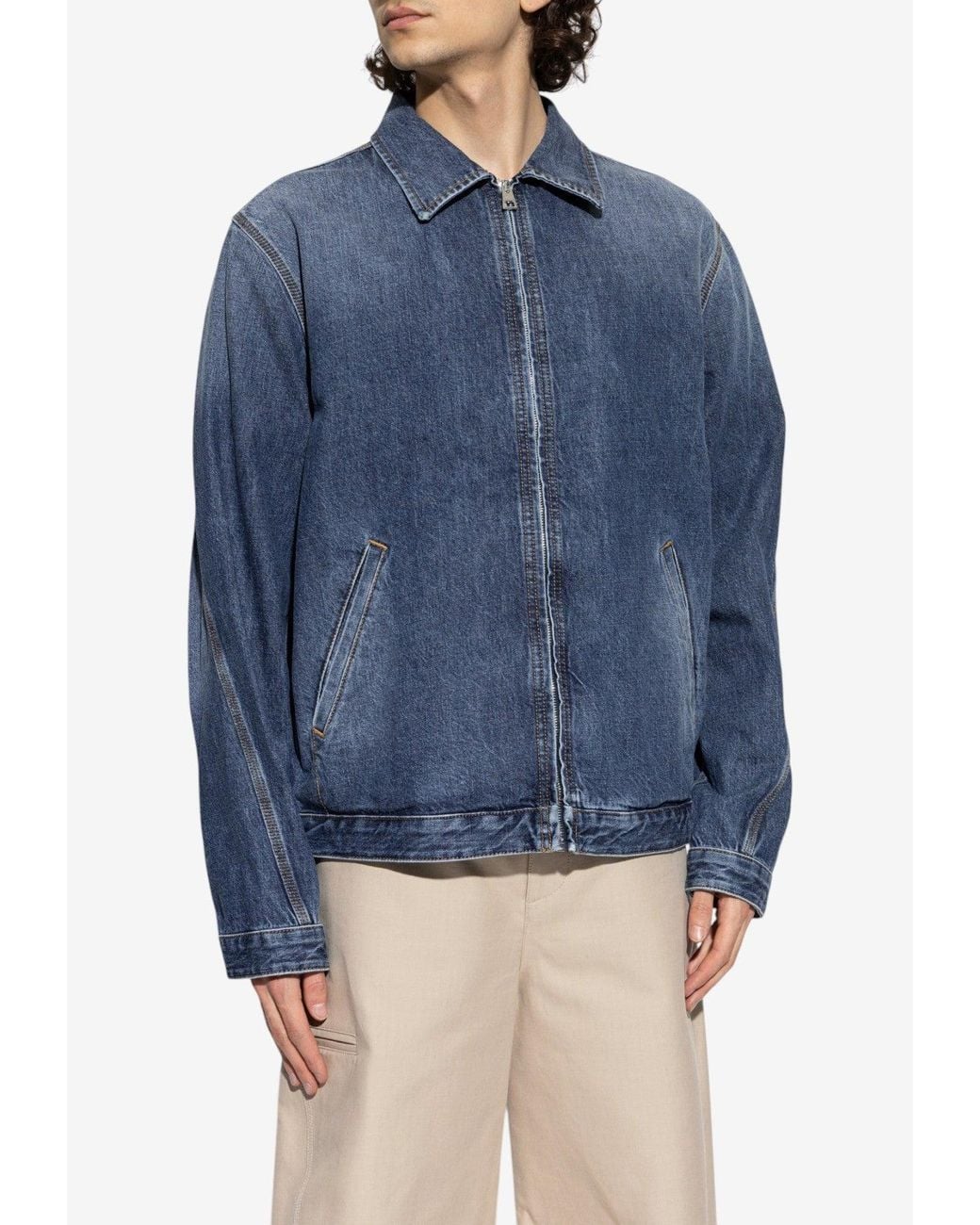 Givenchy Blue Denim Zipped Jacket for men
