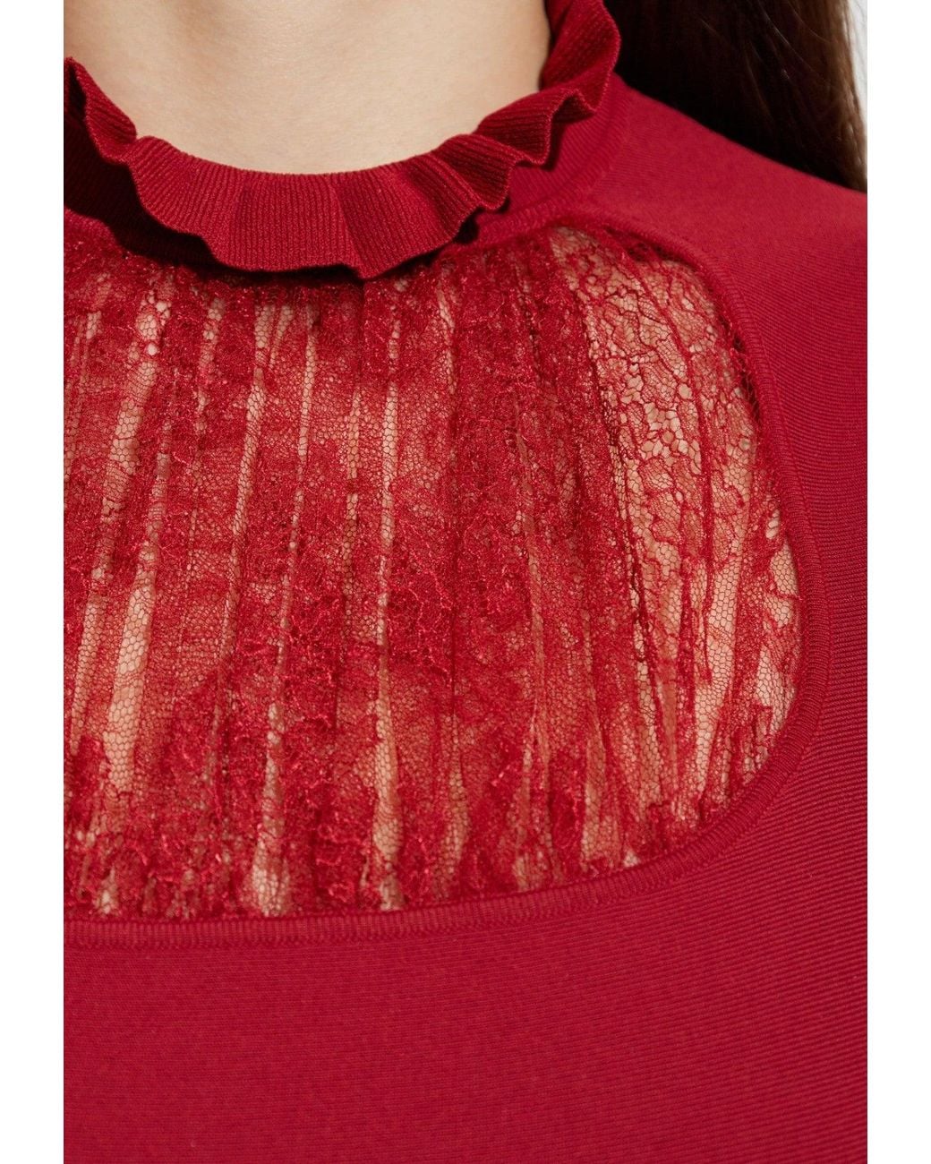 McQueen Flared Mini Dress With Lace Inserts