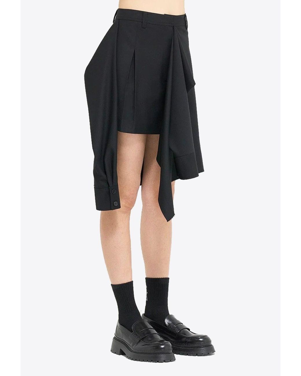 Goen.J Asymmetric Mini Skirt With Layered Shirt in Black | Lyst Canada