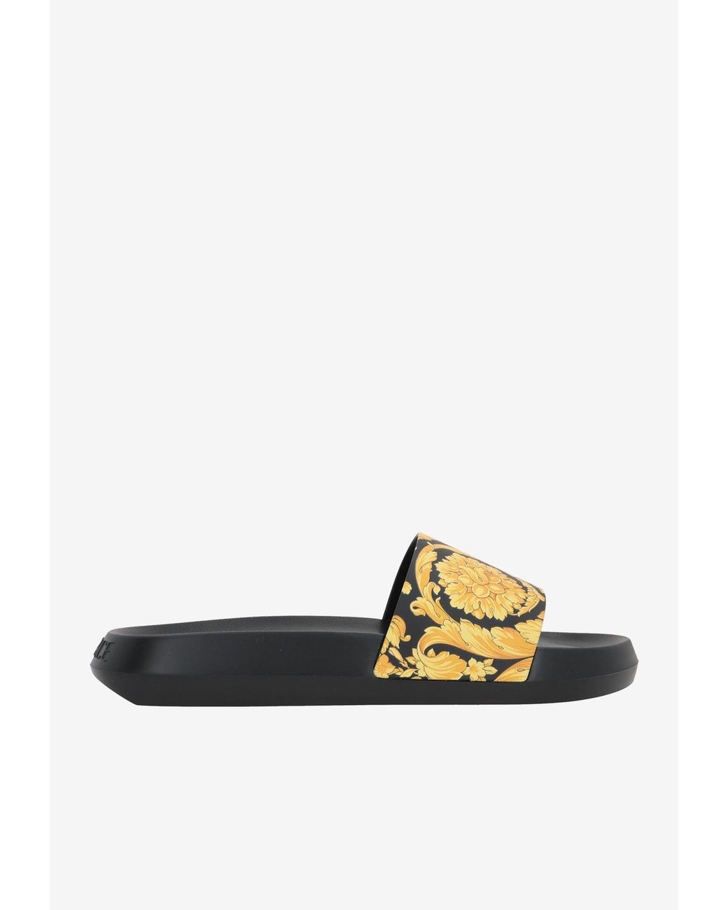 Versace White Barocco Rubber Slides for men