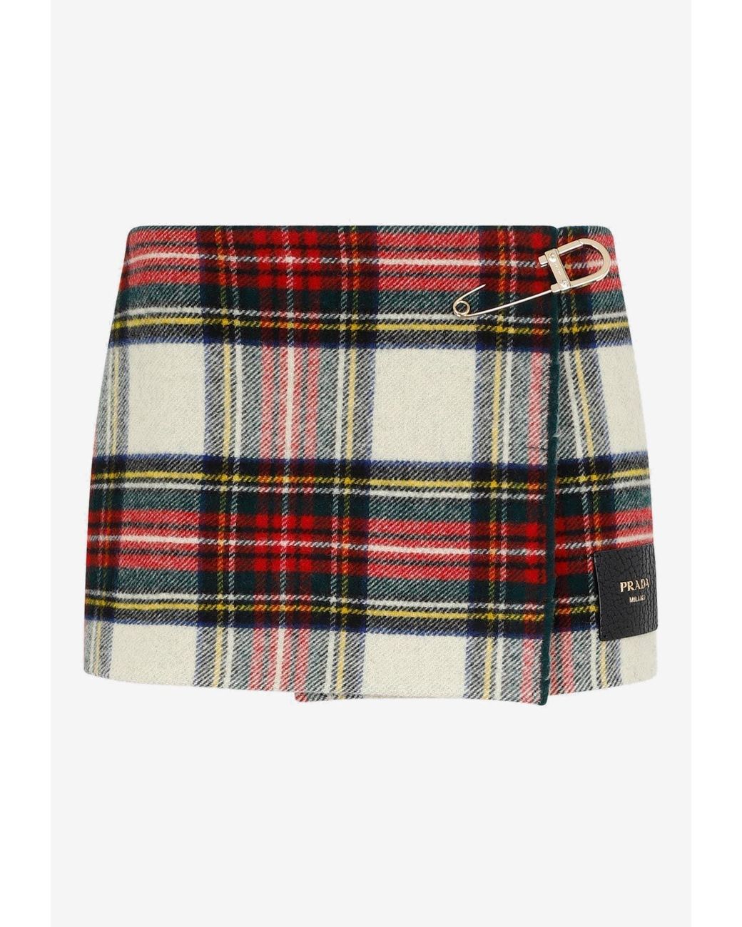 Prada Check Tartan Wool Mini Skirt | Lyst