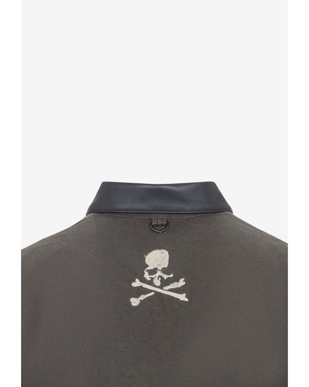 Mastermind Japan Gray Skull Print Washed Work Jacket for men
