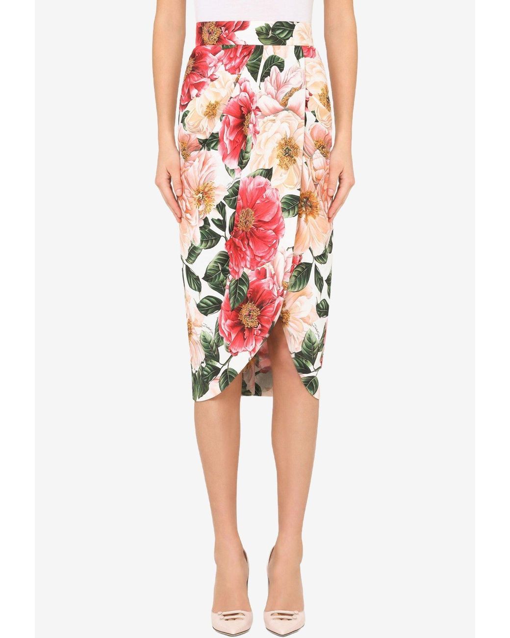 dolce and gabbana camellia print tulle