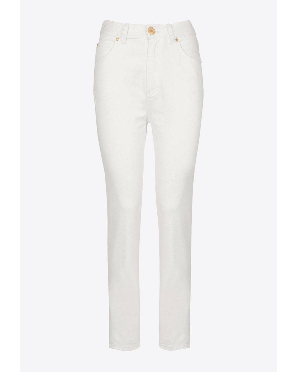 Balmain White Cropped Slim Jeans
