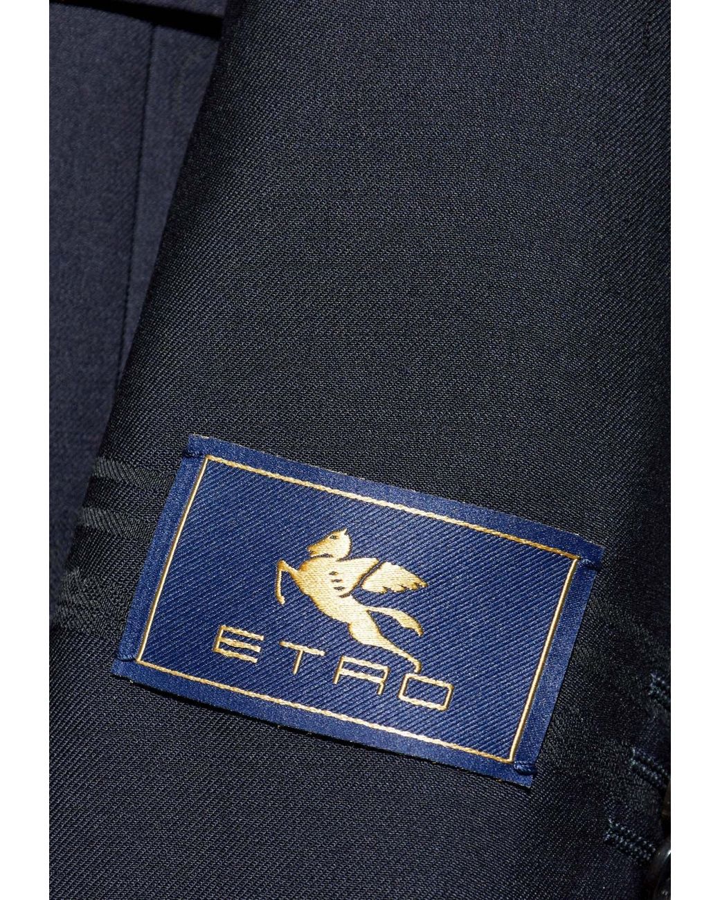 Etro Blue Wool Single-Breasted Blazer for men