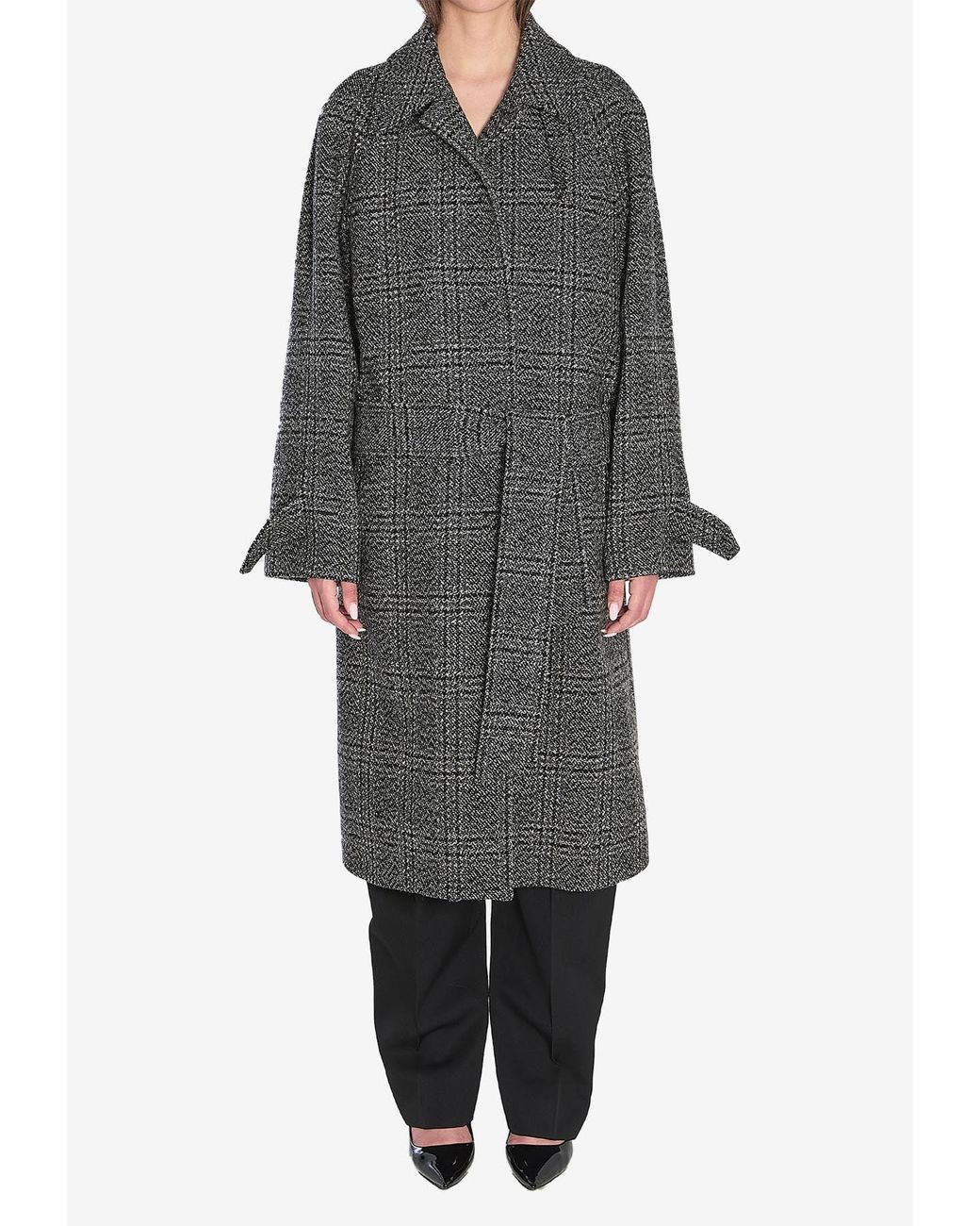 Balenciaga Black One Layer Raglan Wool Coat