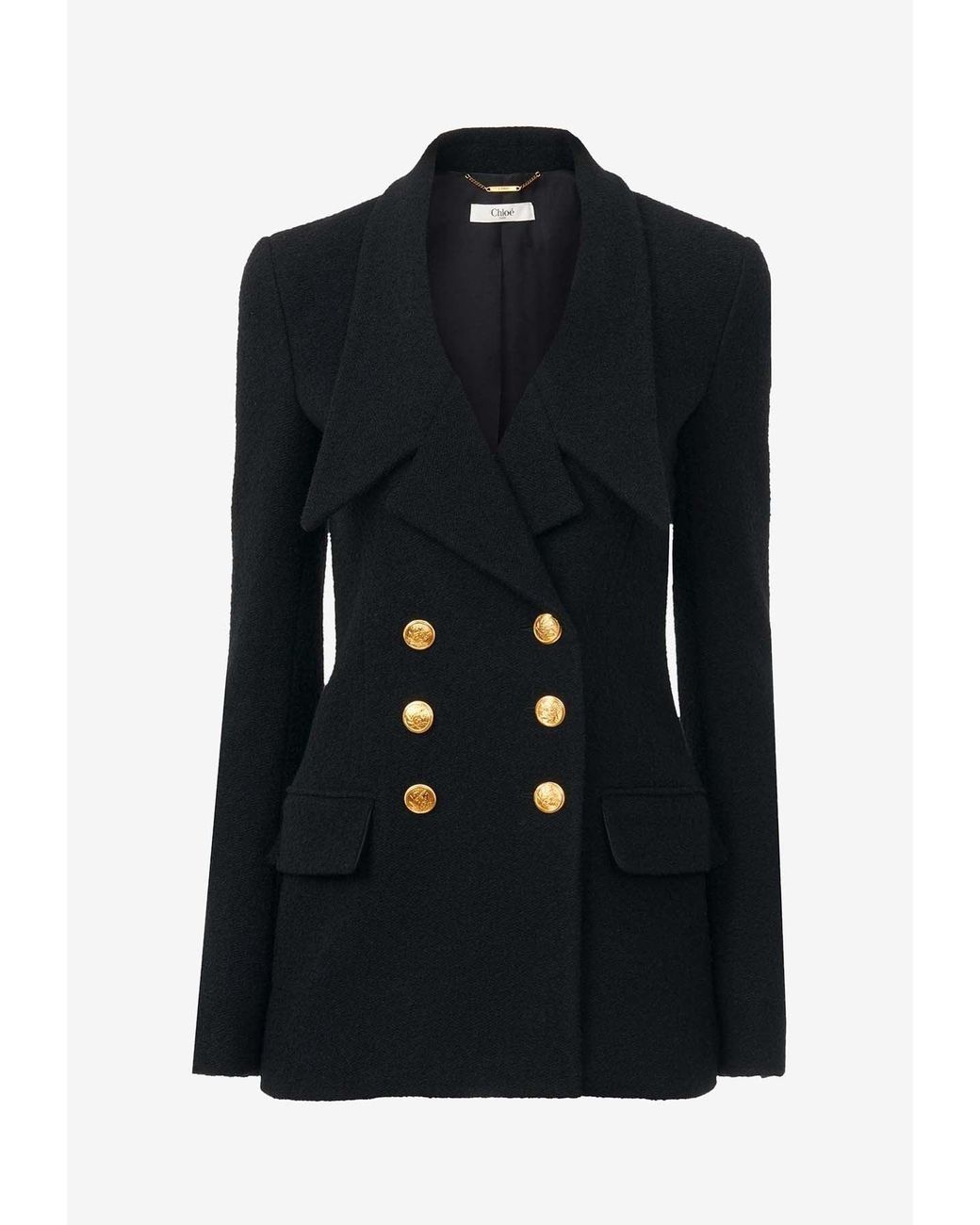 Chloé Black Double-Breasted Wool Blend Blazer