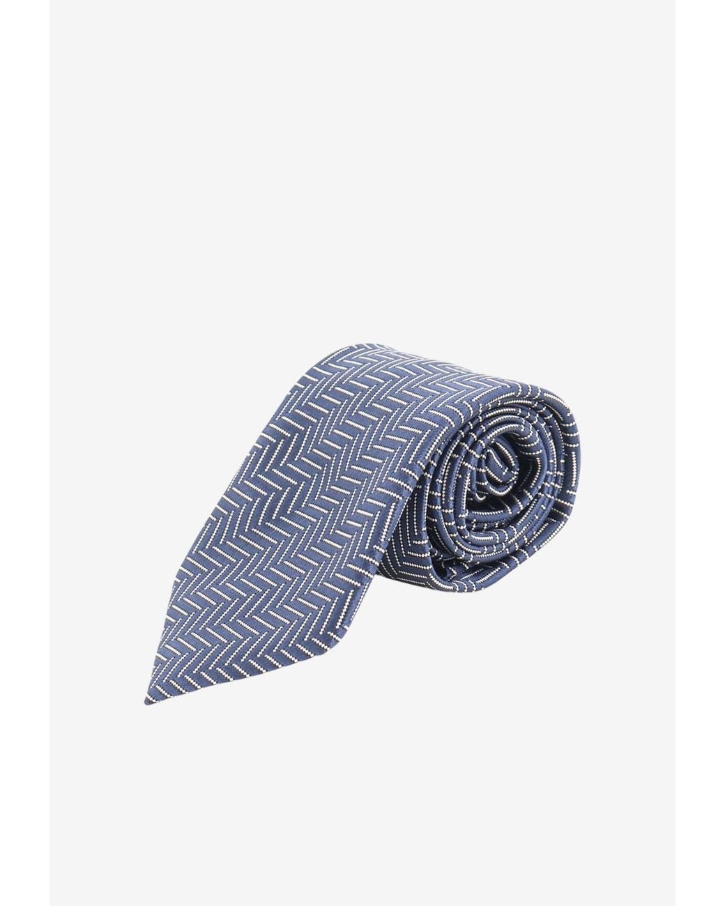 Tom Ford Blue Geometric Pattern Silk Tie for men