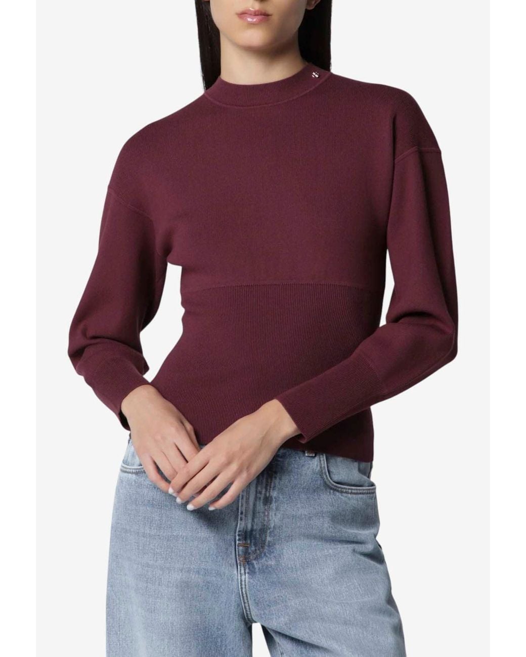 Anine Bing Red Imane Ribbed Sweater