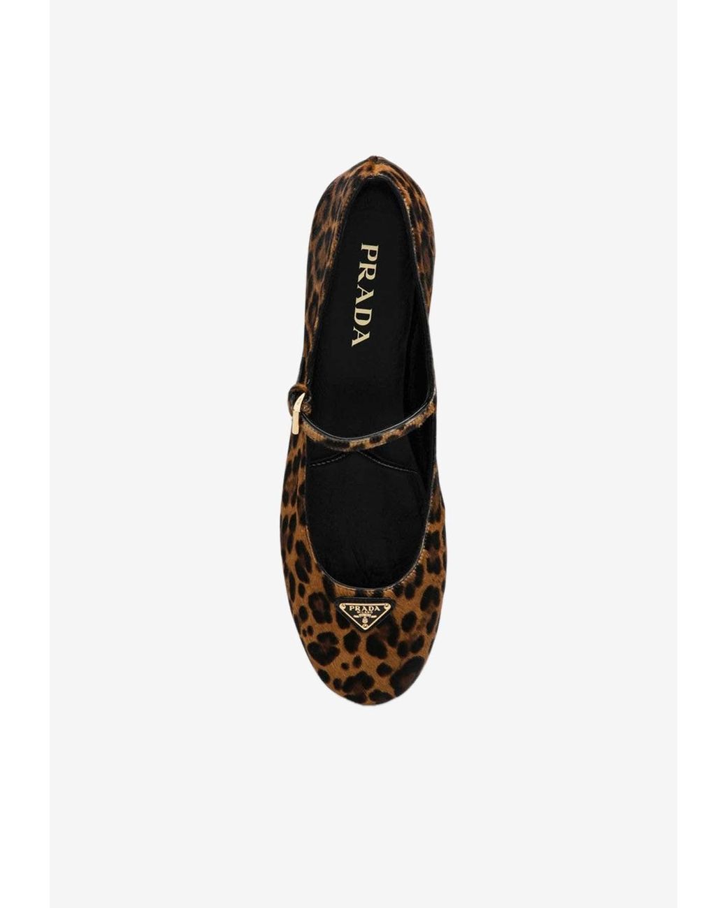 バレエシューズ PRADA WHITE/DARK BROWN BALLERINAS WITH ANIMAL PRINT Prada Leopard-Print Ballerina Shoes in White | Lyst