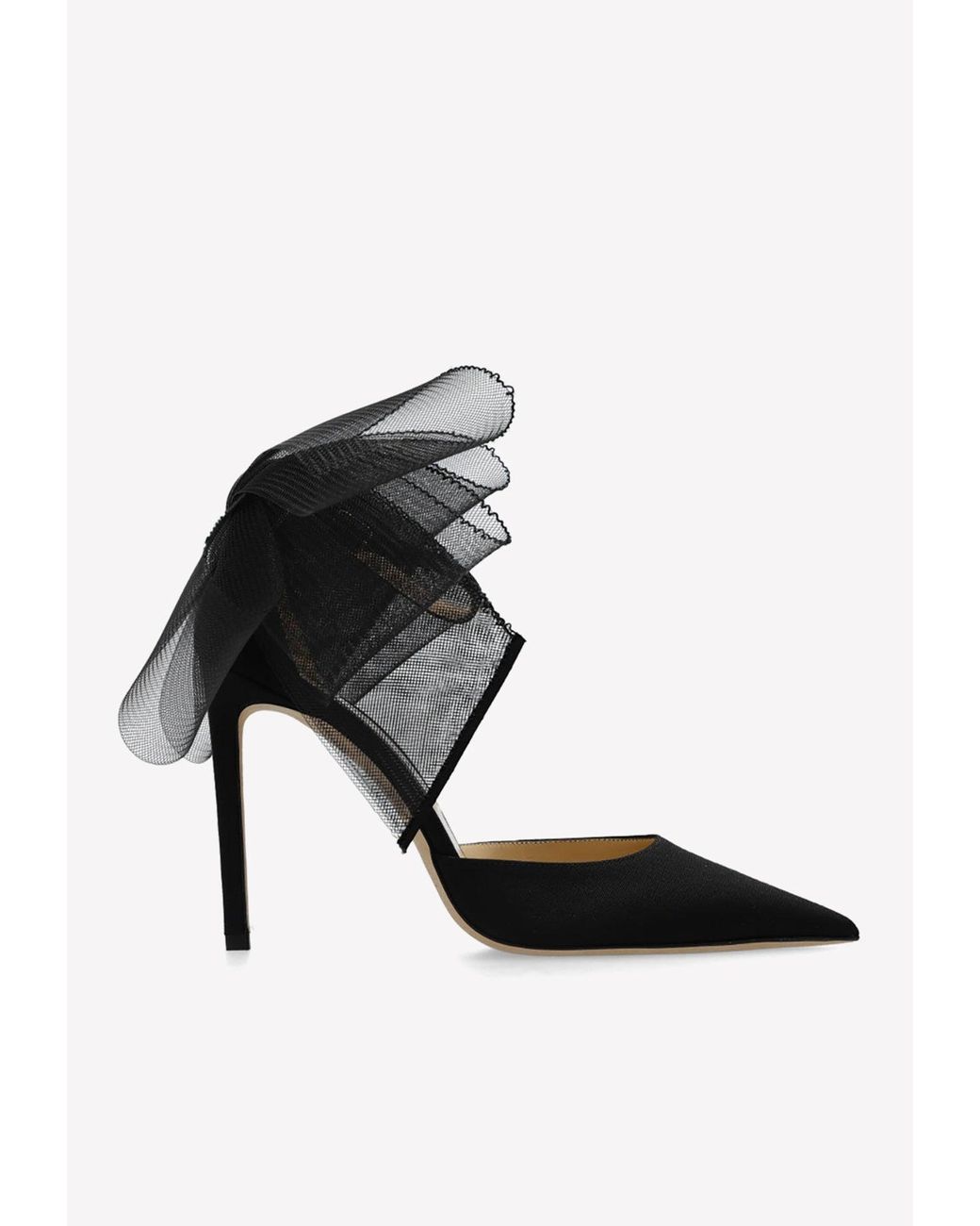 Jimmy Choo Averly 100 Asymmetric Mesh Bows Pumps in Black Lyst