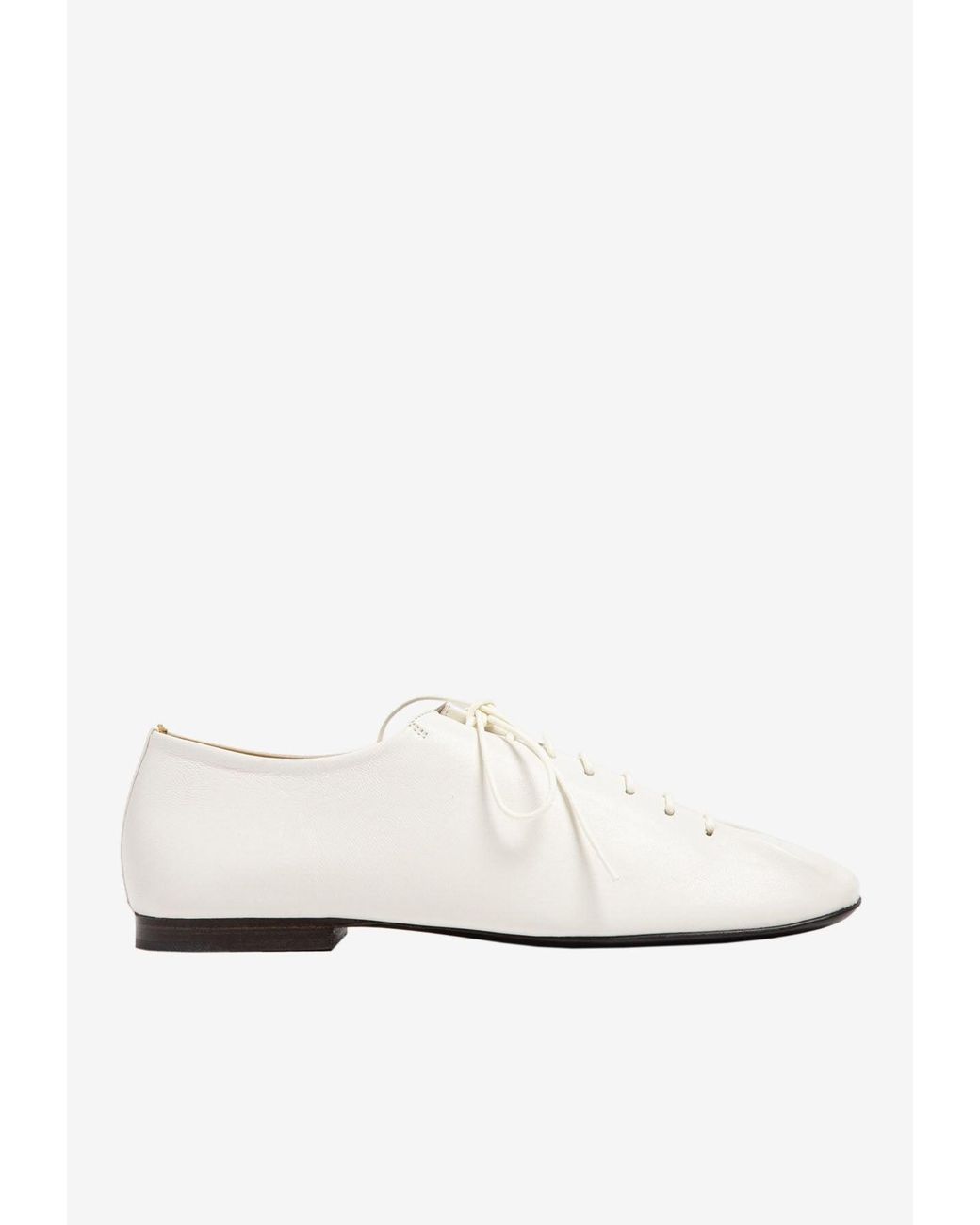 Lemaire Square-toe Derby Shoes In Satin Nappa Leather in White | Lyst UK