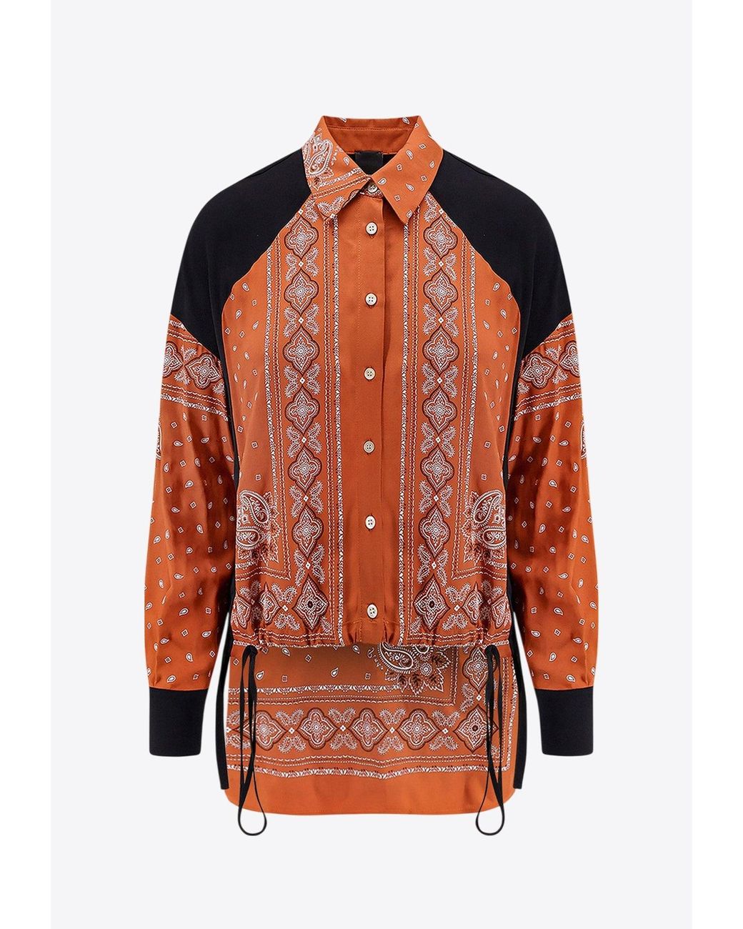 Pinko Clocks Bandana Print Asymmetric Shirt in Orange | Lyst