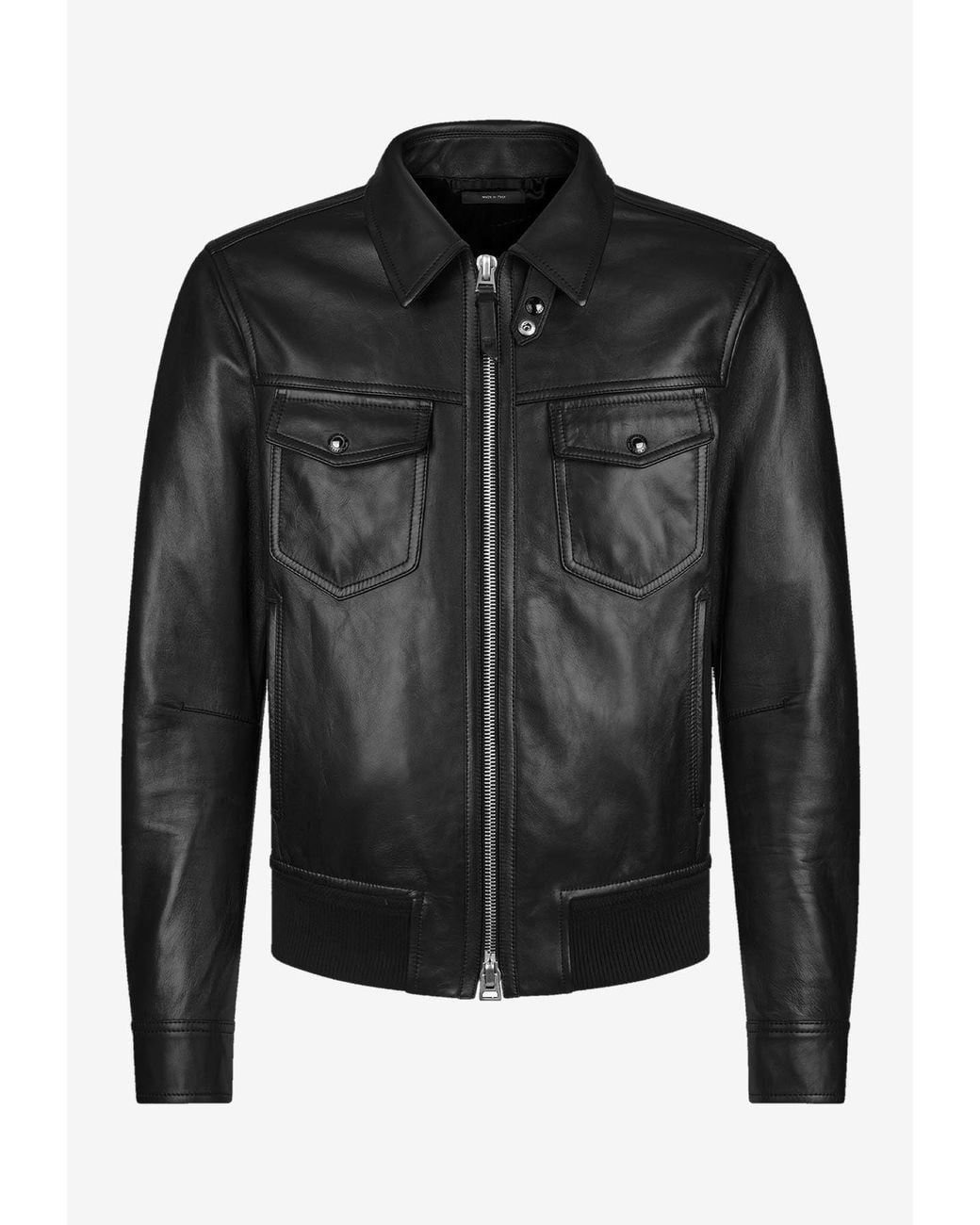 Tom Ford Black Nappa Leather Zip-Up Jacket for men