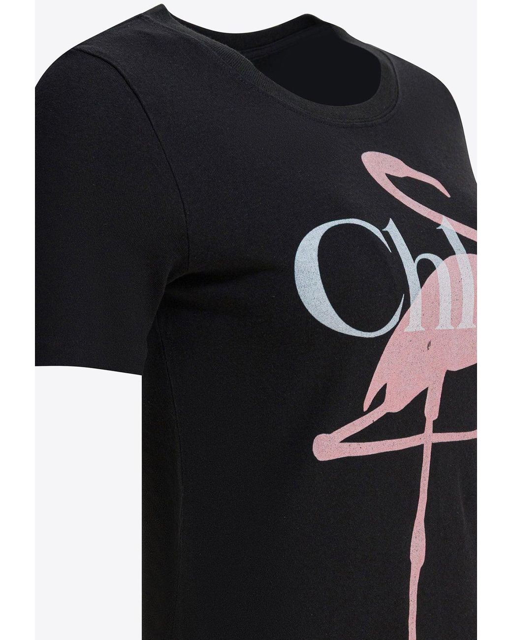 Chloé Flamingo Logo T-Shirt in Black | Lyst