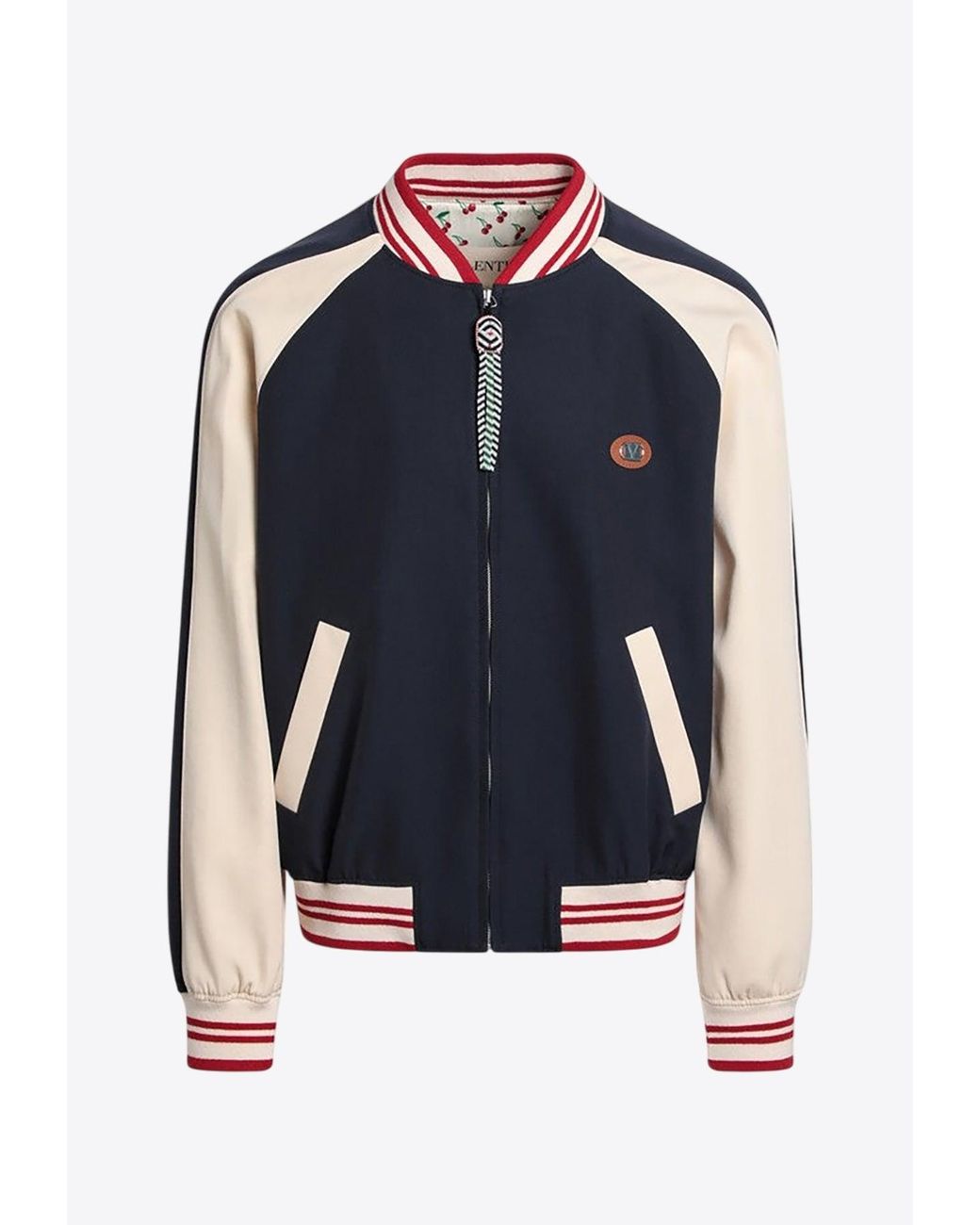 Valentino Blue Wool Vlogo Bomber Jacket for men