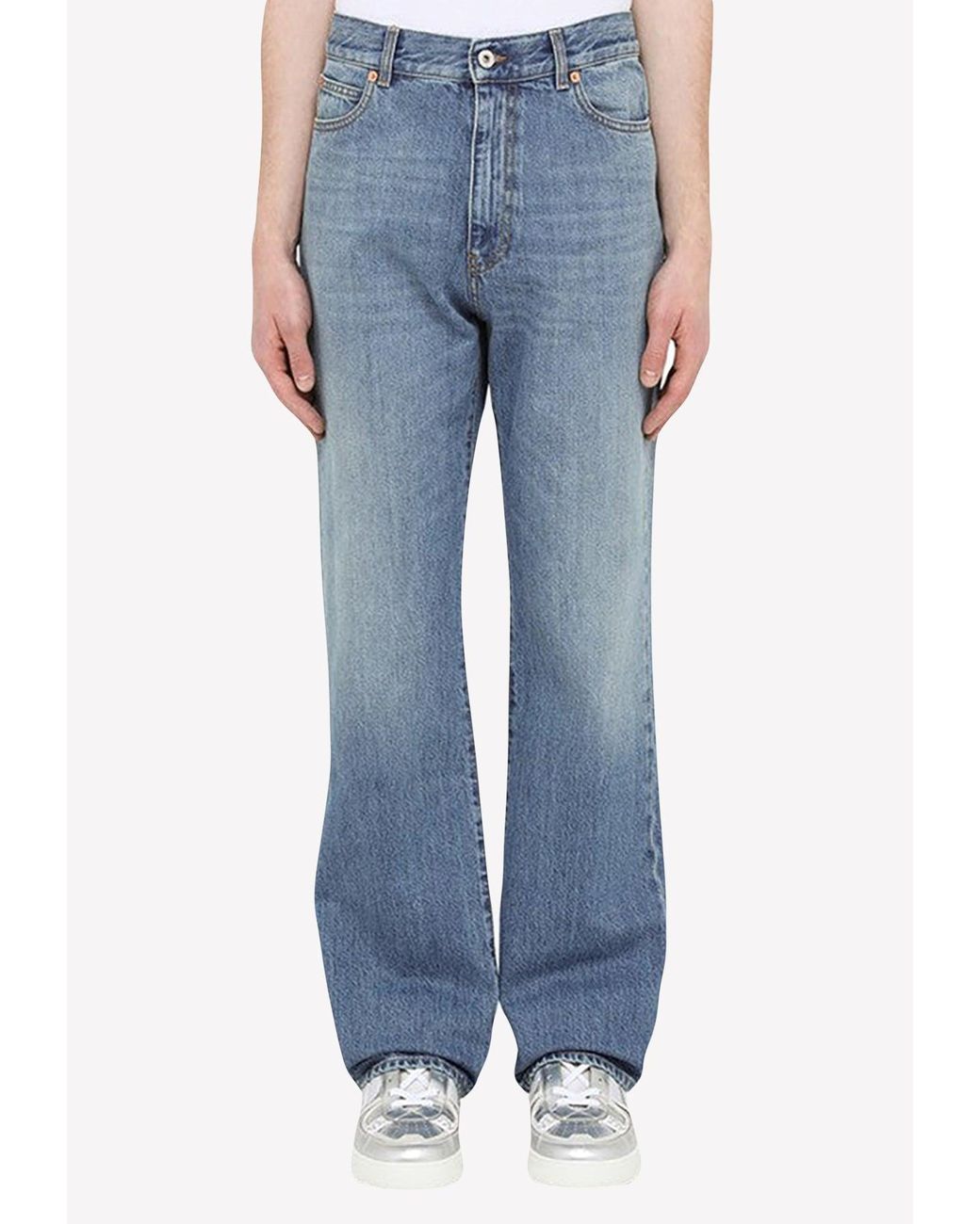 Valentino Archive Print Straight-leg Jeans in Blue for Men | Lyst
