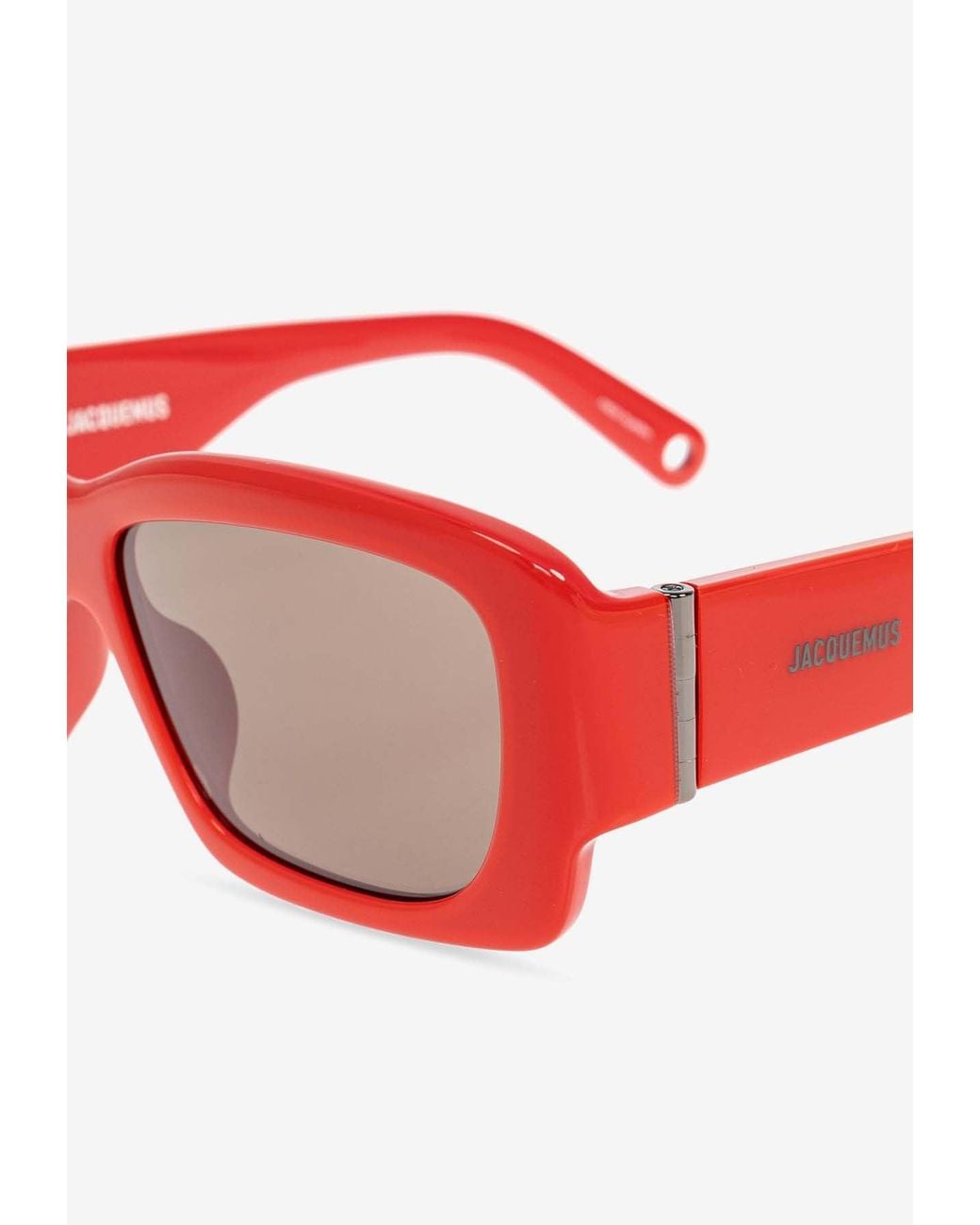 Jacquemus Red Logo Print Rectangular Sunglasses