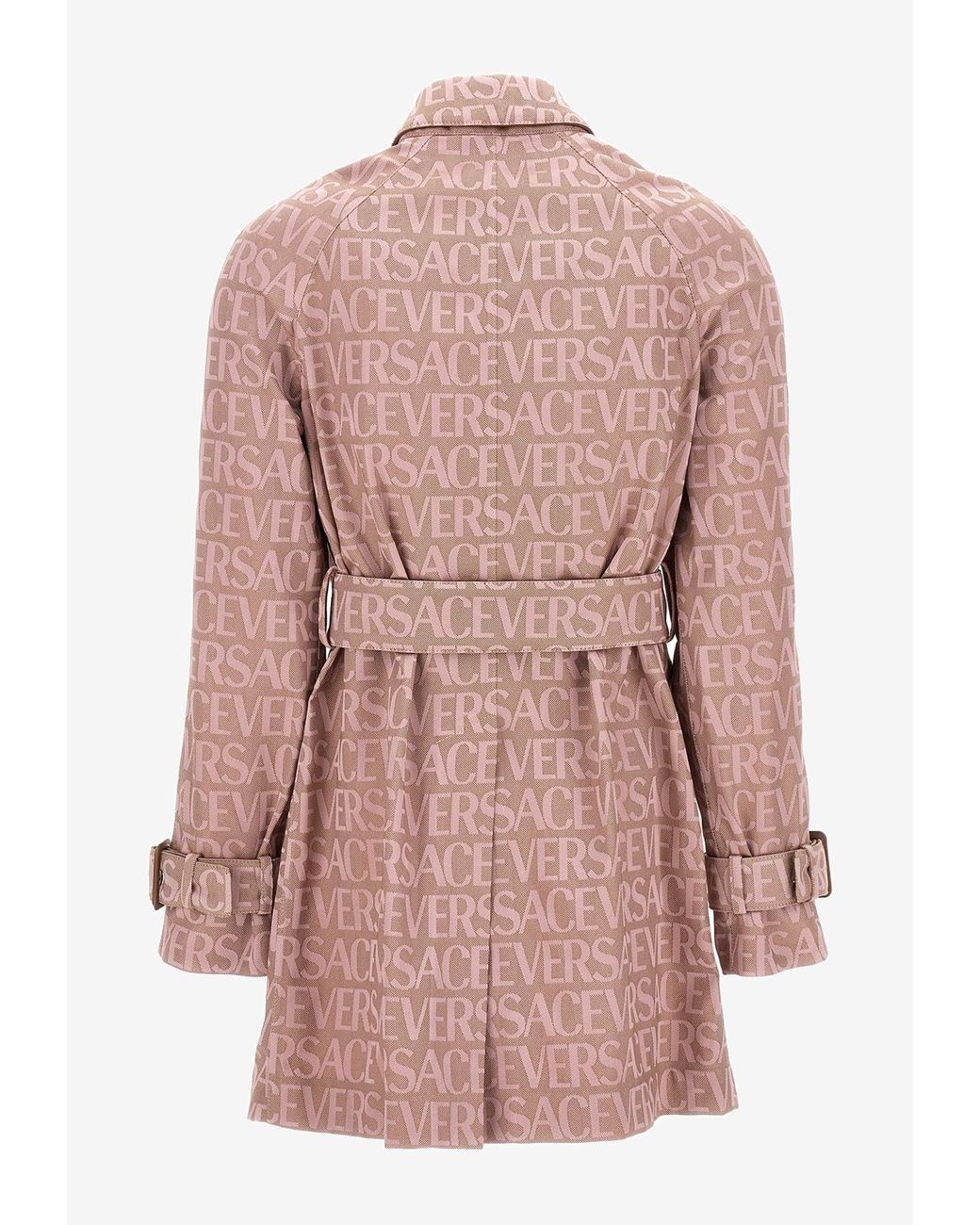 Versace Allover-jacquard Trench Coat - Brown