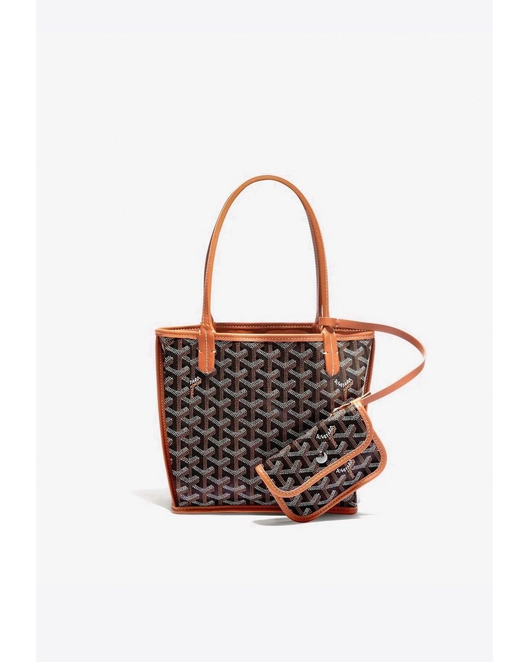 Goyard Mini Anjou Tote Bag In Chevroches Calfskin And Ine Canvas