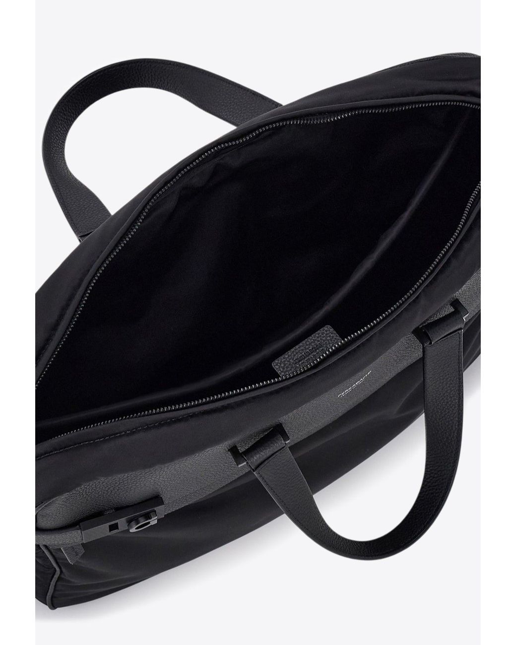 Ferragamo Black Logo Stamp Briefcase for men