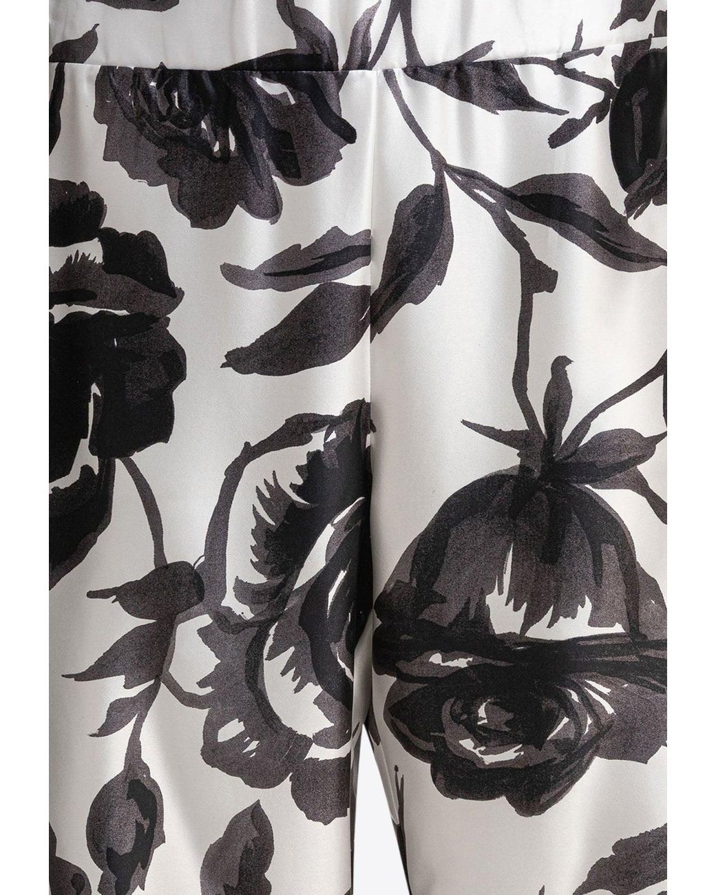 SLEEP NO MORE White Patterned Silk Pants