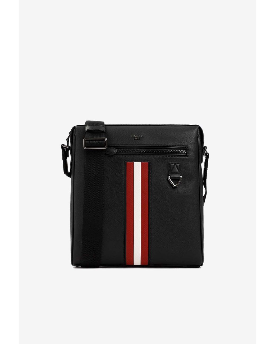Bally Striped Leather Messenger Bag in Black for Men Lyst