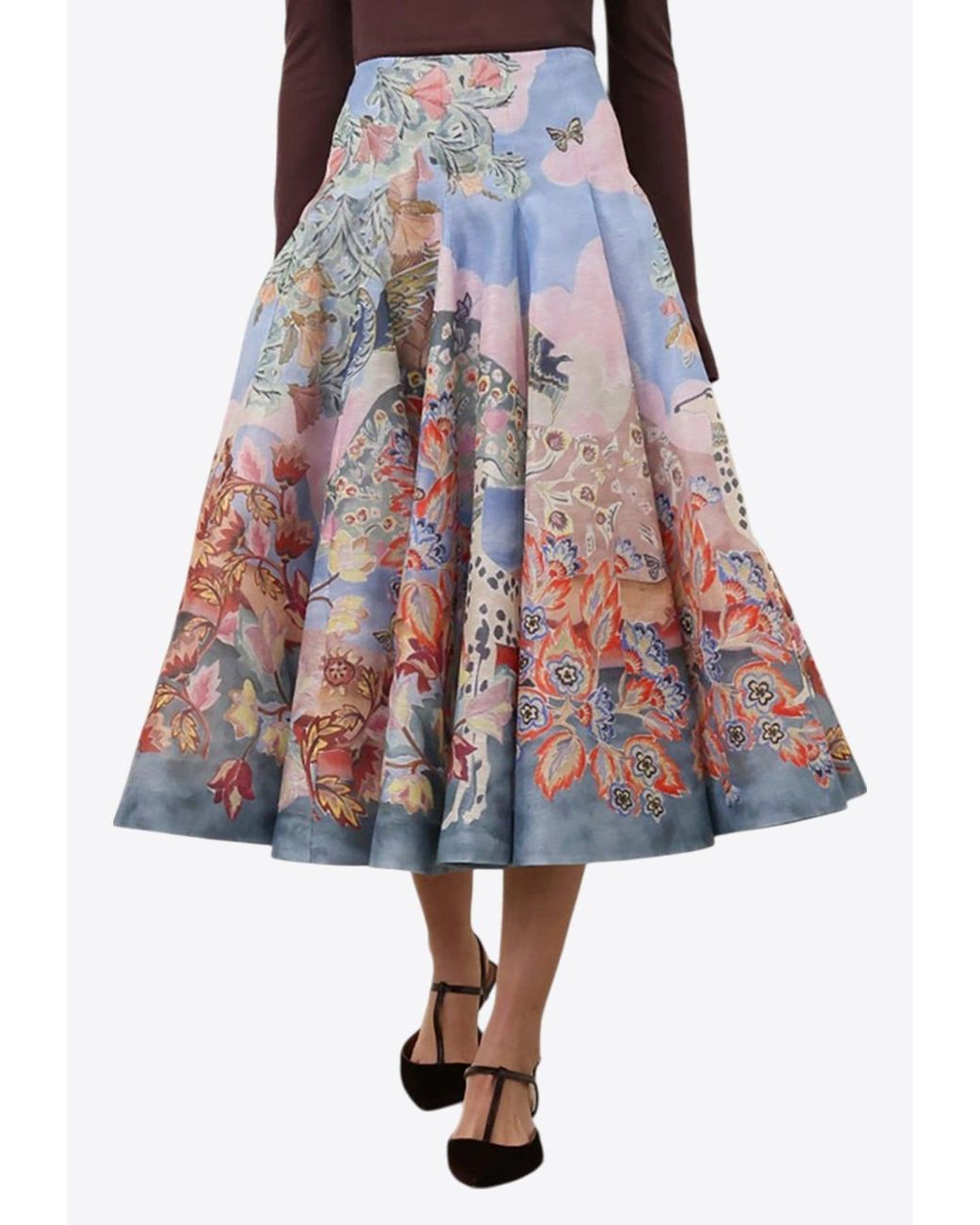 【Zimmermann】ILLUSTRATION GODET SKIRT アート ミディスカート Zimmermann ILLUSTRATION GODET SKIRT | REVERSIBLE