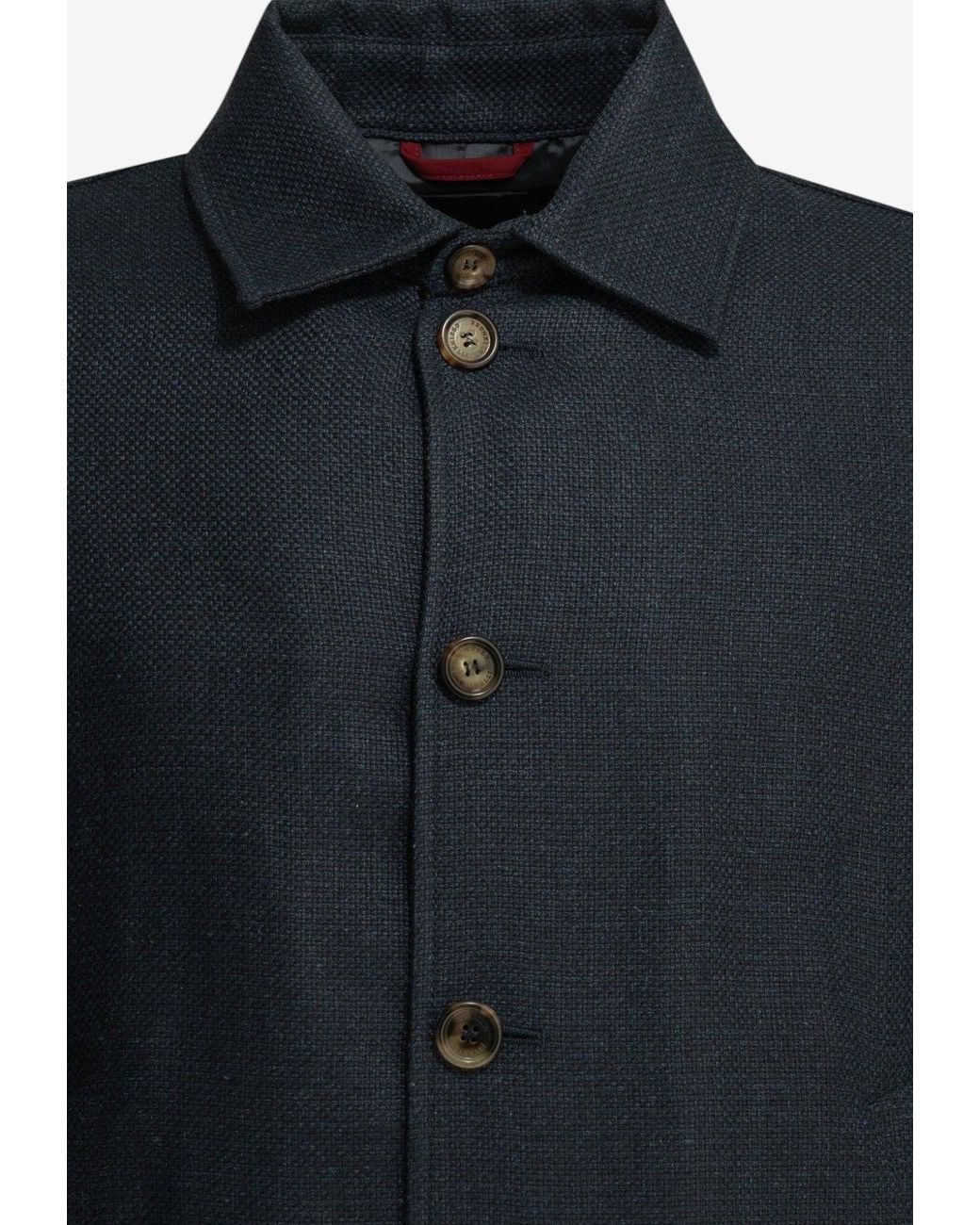 Brunello Cucinelli Blue Denim Buttoned Jacket for men