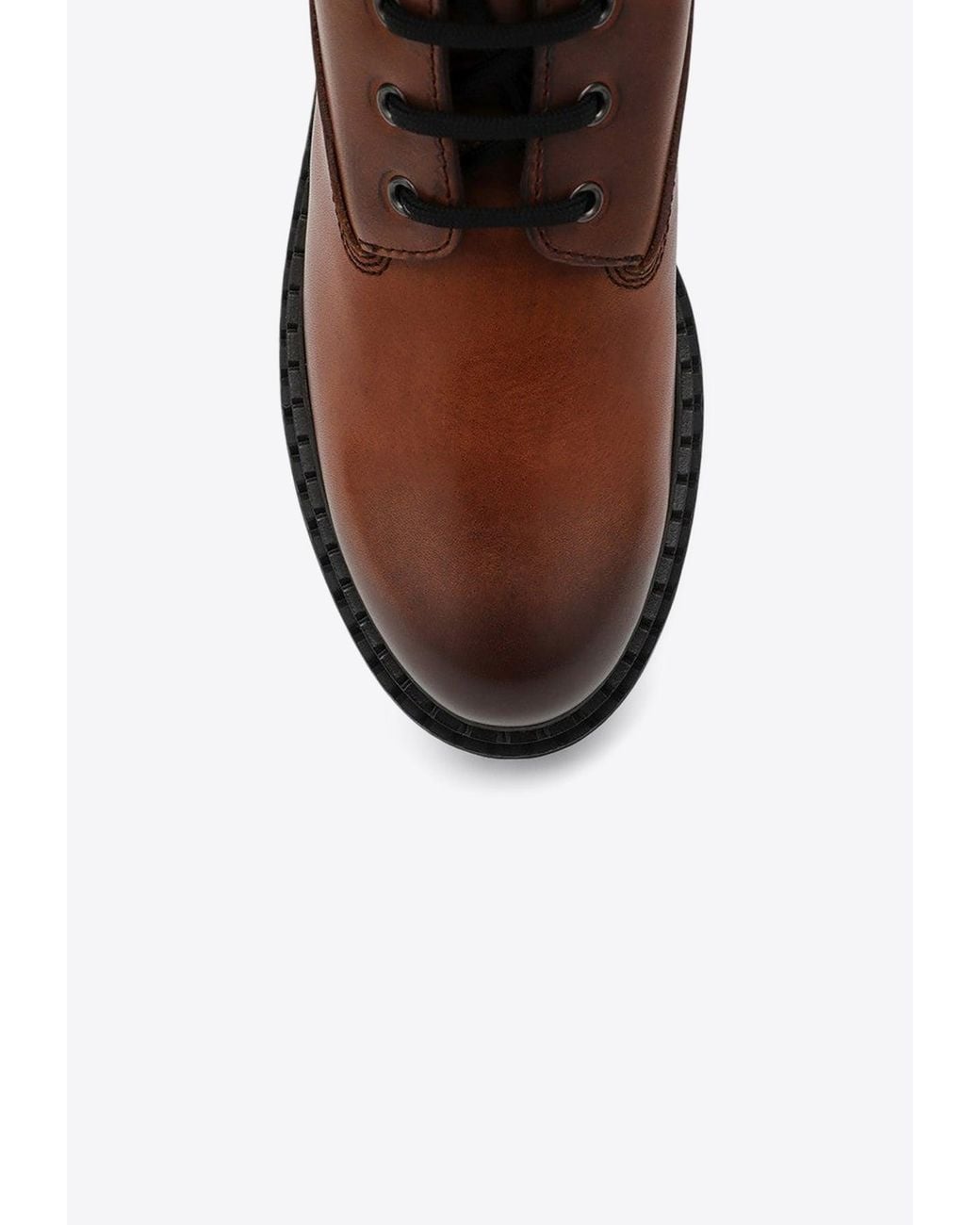 Prada Brown Logo Leather Boot