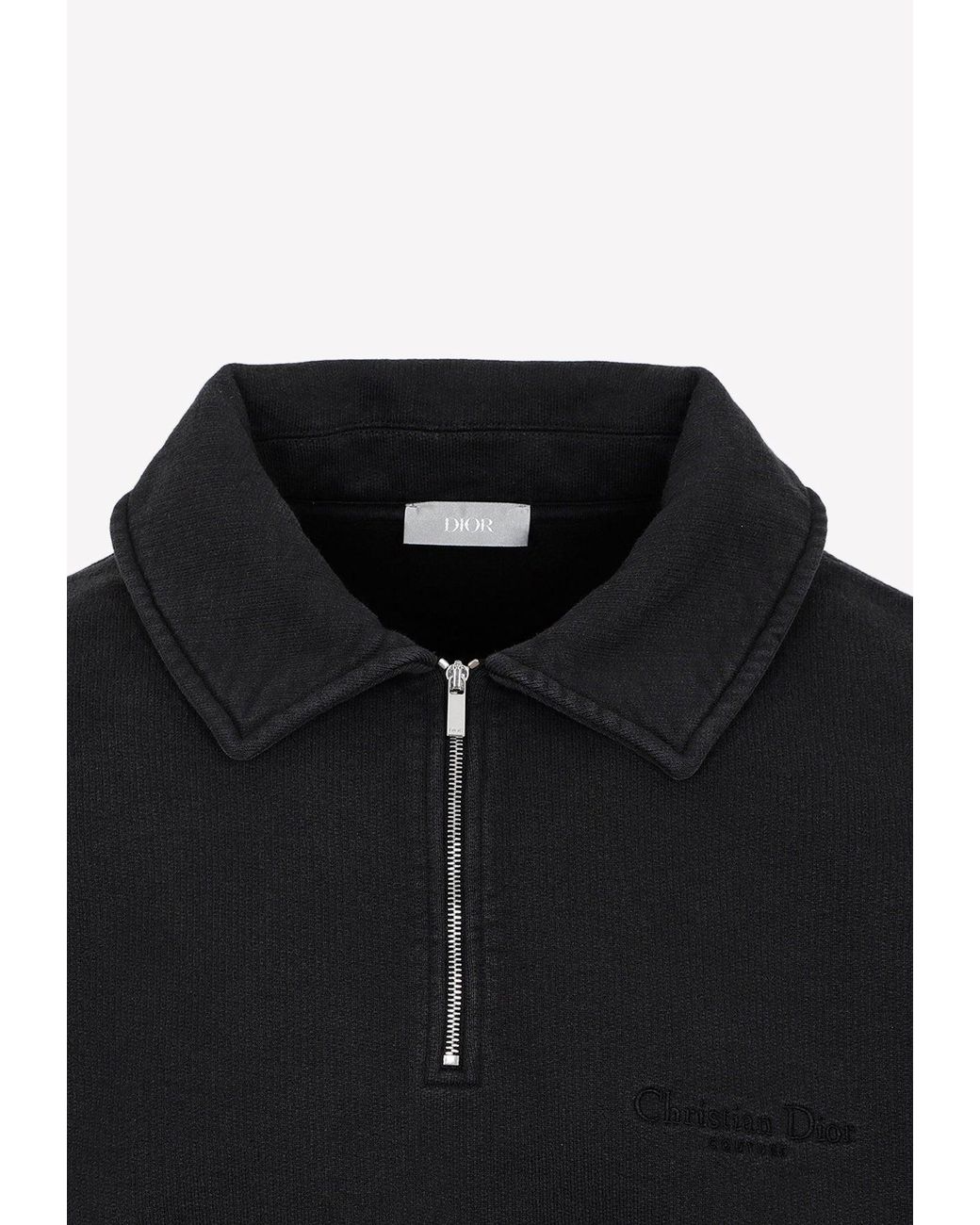 Dior Logo-Embroidered Half-Zip Sweatshirt in Black for Men | Lyst