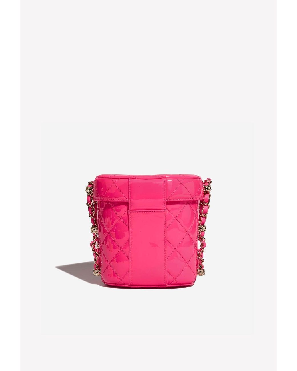 New 23C Runway CHANEL HOT Barbie Pink Patent Mini Vanity Crush Ball Handbag  24c
