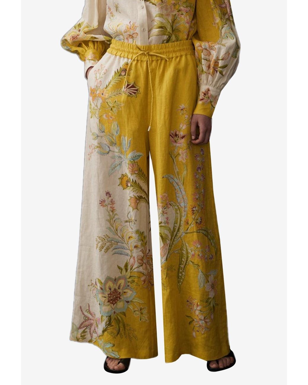 ALÉMAIS Ira Floral Print Pants in Yellow | Lyst