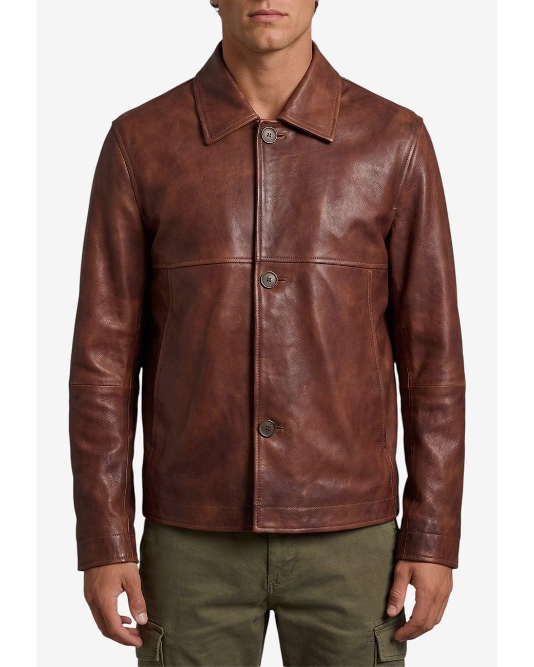 Arma Brown Steep Leather Jacket for men