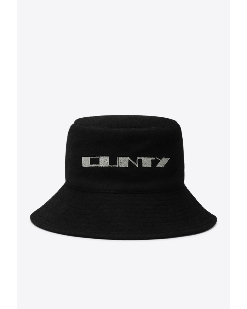 Rick Owens Black Logo Bucket Hat for men