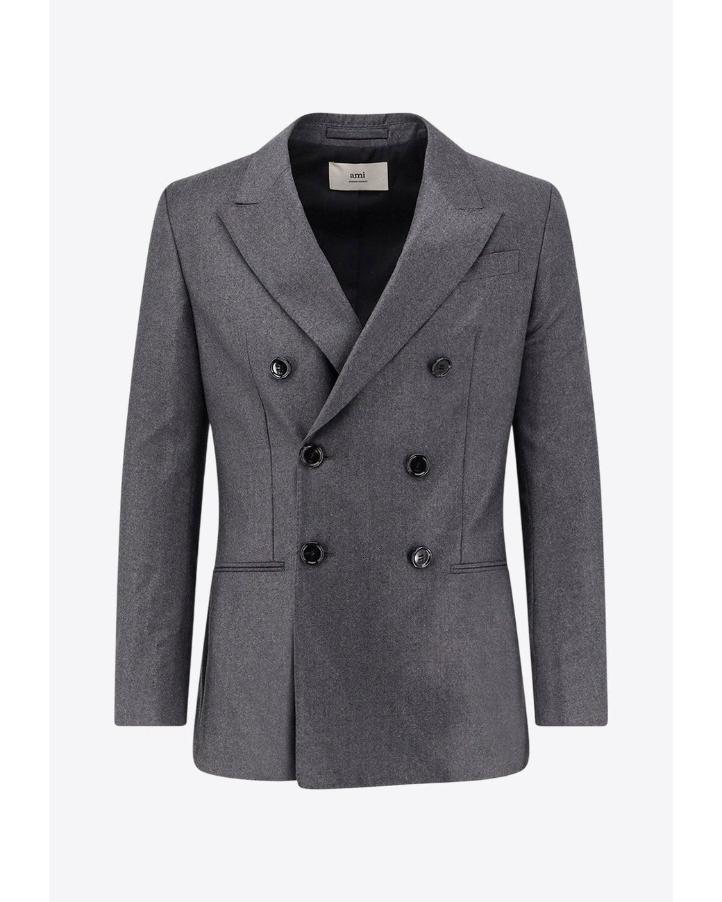 AMI Black Double-Breasted Buttoned Blazer for men