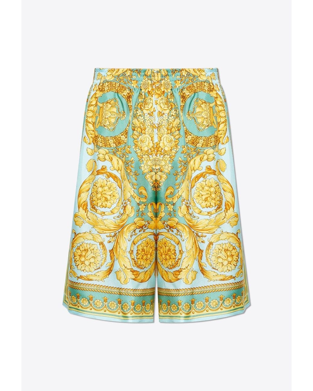 Versace Yellow Silk Shorts for men