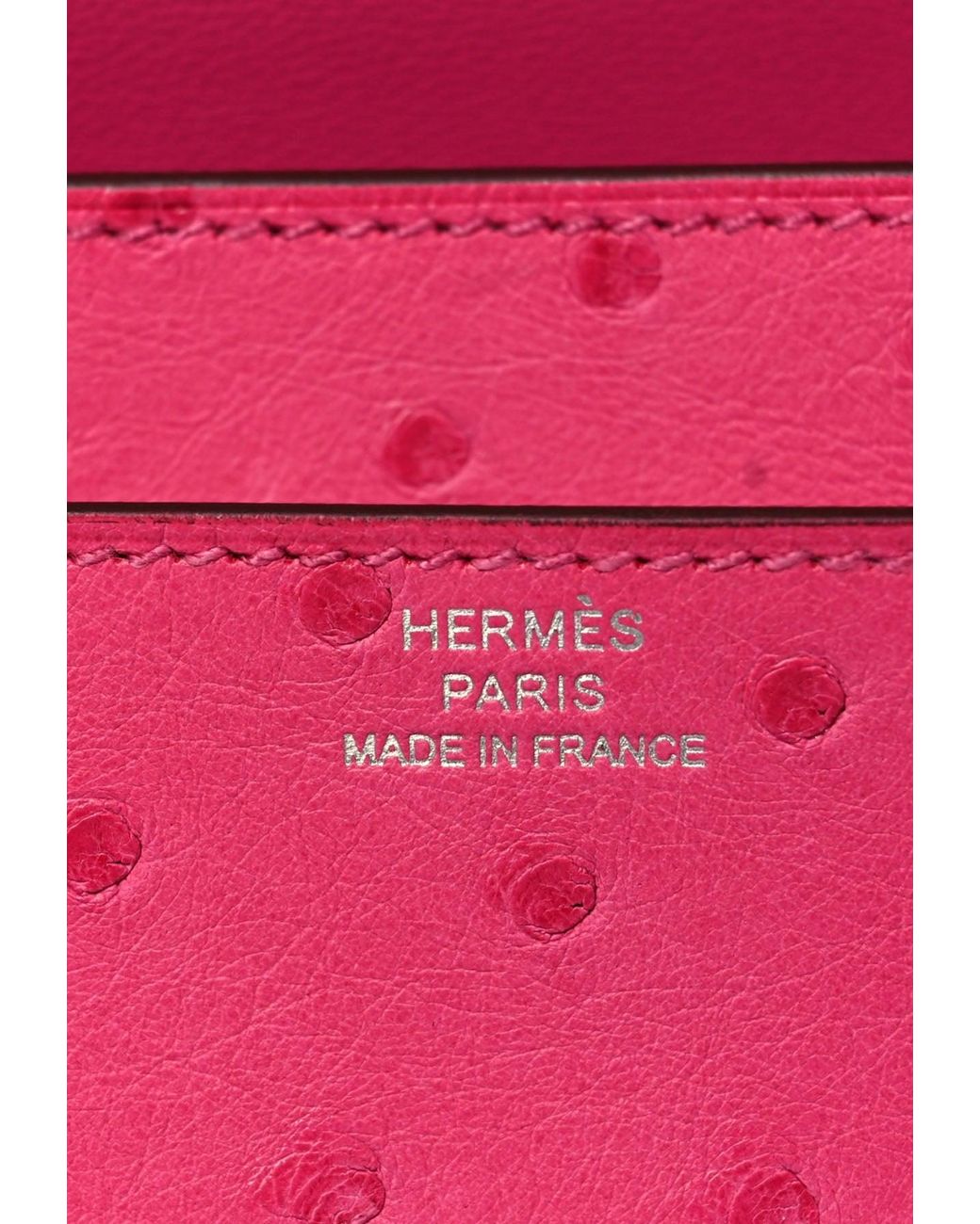 Hermes Birkin 25 Ostrich rose Tyrien / rouge vif Palladium