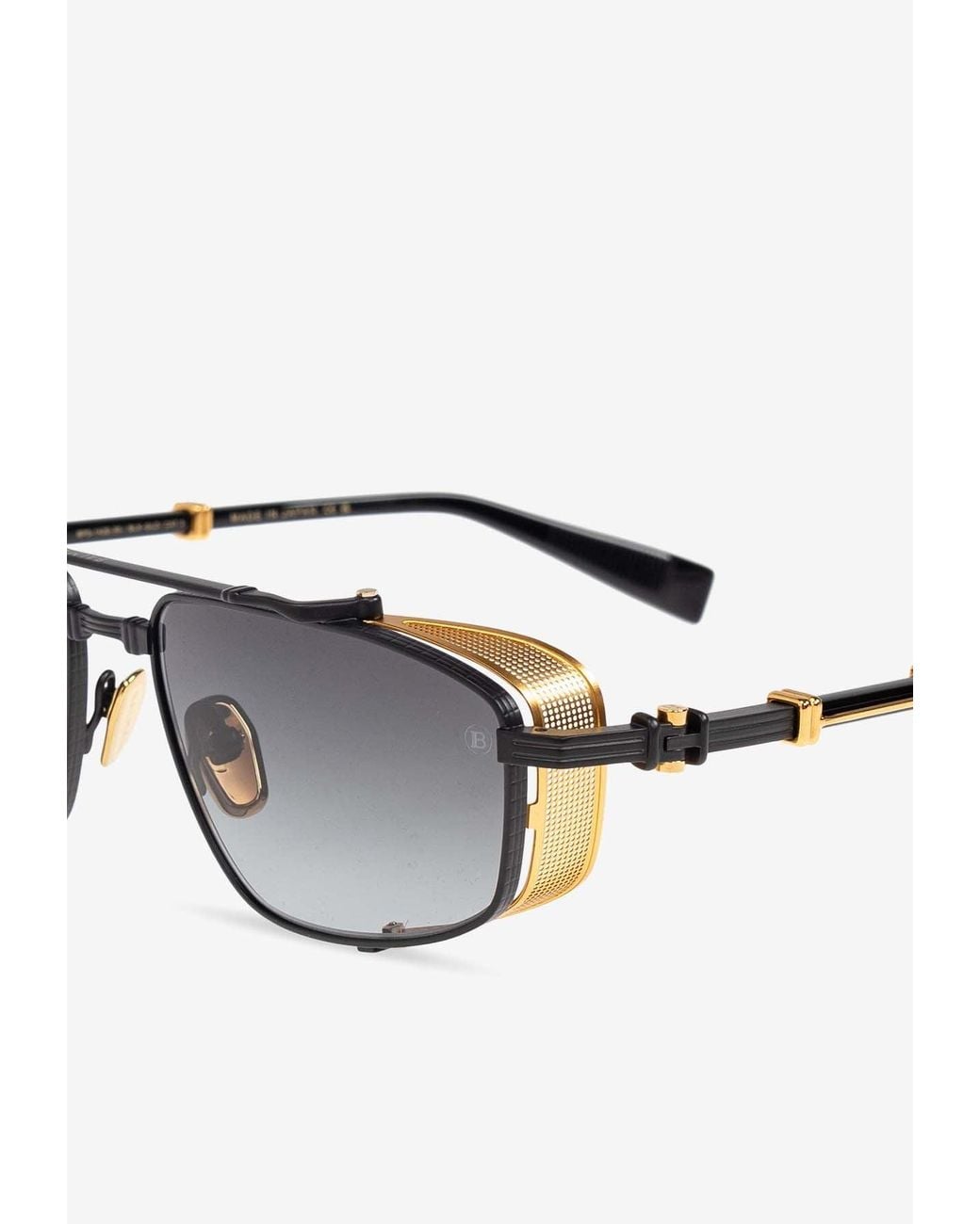 Balmain Gray Brigade V Rectangular Sunglasses for men