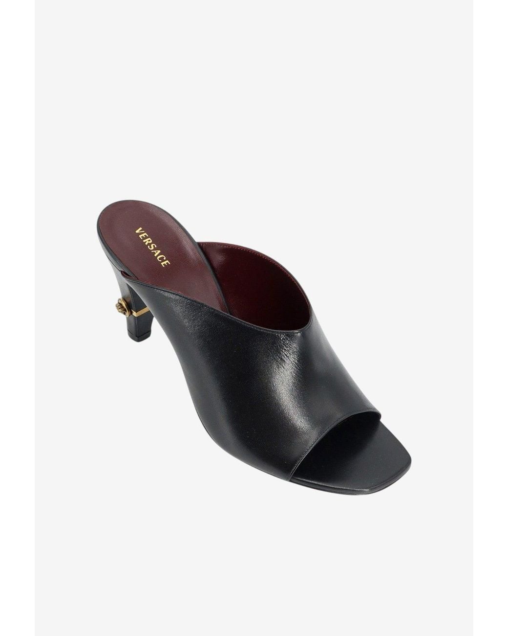 Versace Black Giulietta 80 Leather Mules