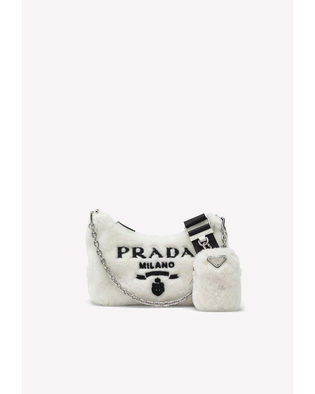 Prada Fauxfur Shoulder Bag in White Lyst