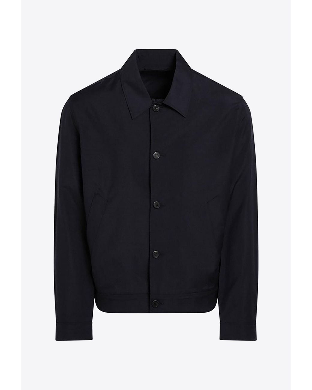 Prada Blue Shirt-Style Collar Buttoned Jacket for men