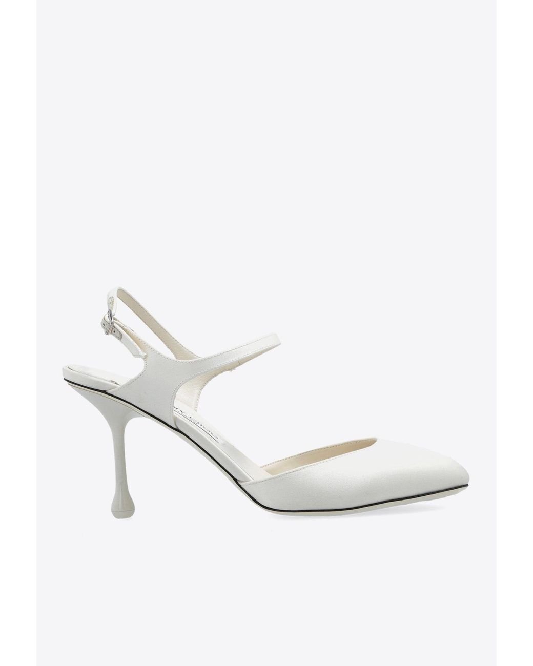 Jimmy Choo Pixie 80 Satin Pumps in White | Lyst