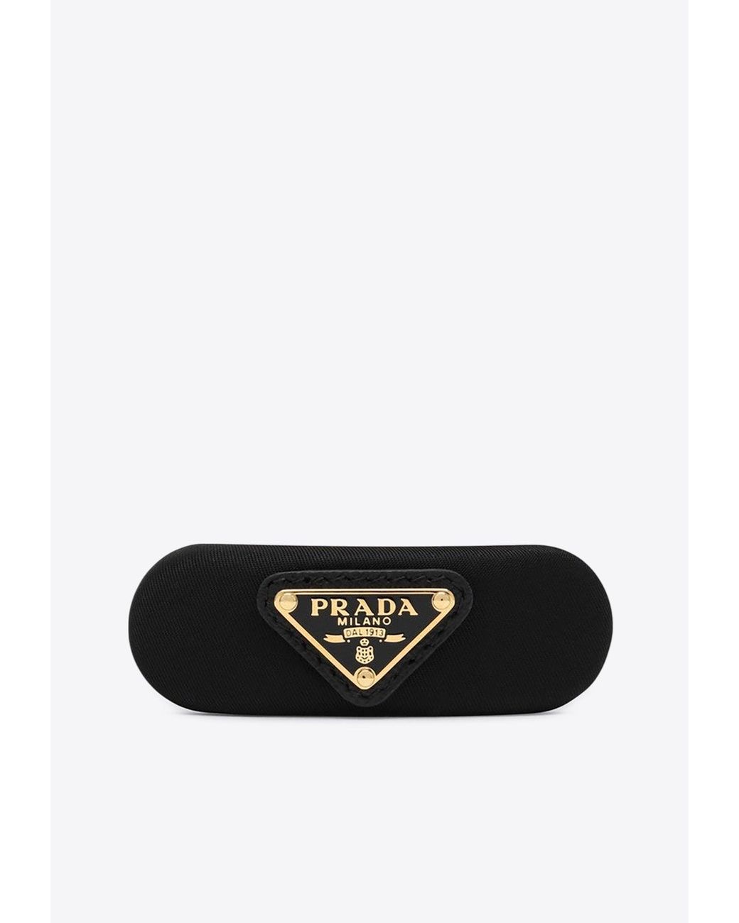 【関税込み】prada TRIANGLE LOGO HAIR CLIP Prada triangle-logo Hair Clip | Black | FARFETCH