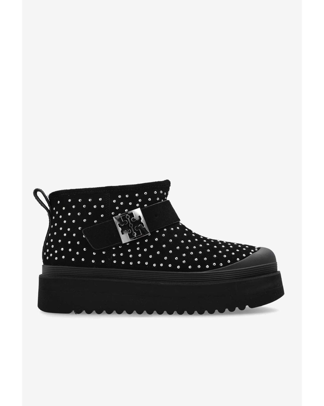 Tory Burch Black Mellow Studded Platform Ankle Boots