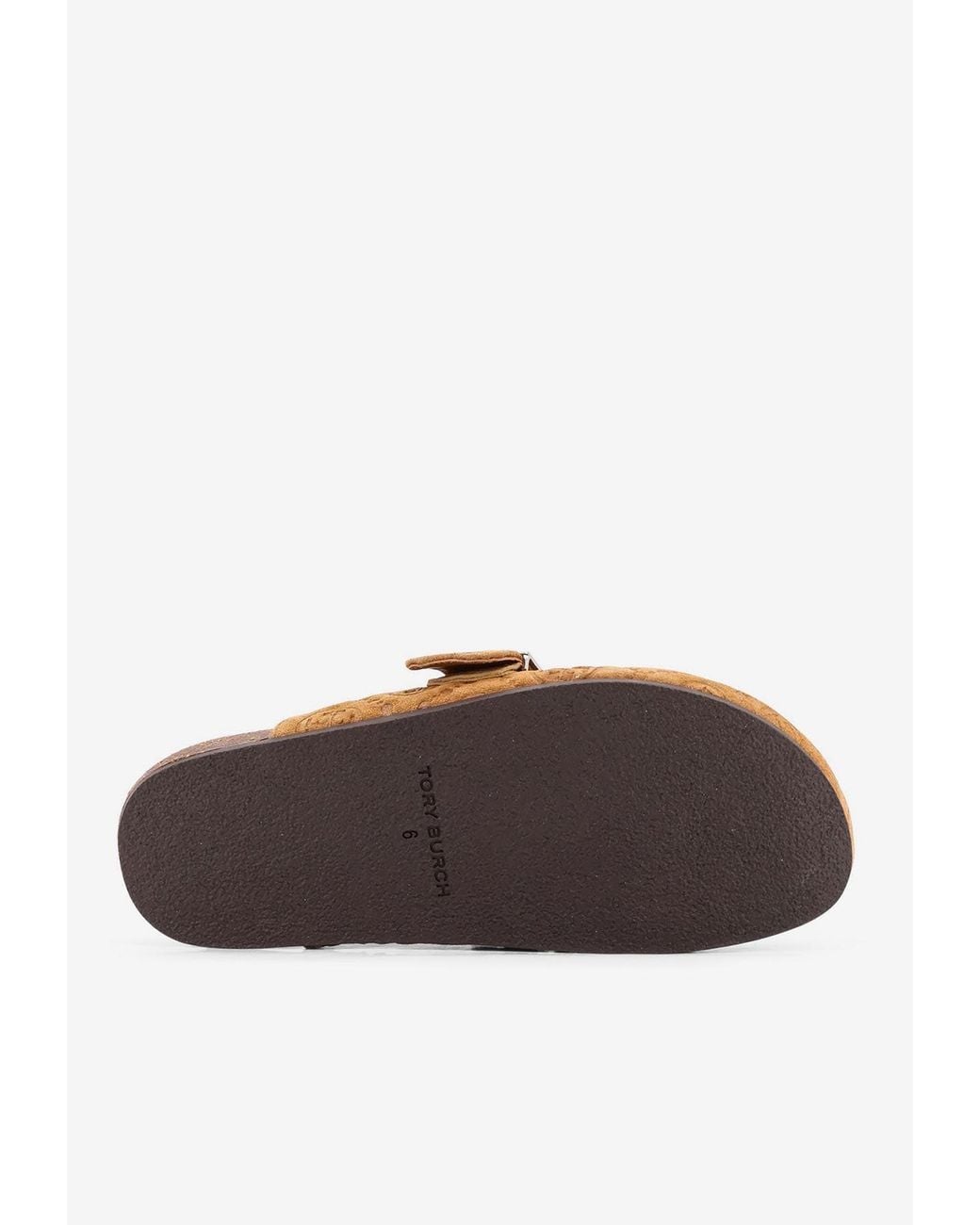 Tory Burch Brown T Monogram Mellow Jacquard Flat Mules
