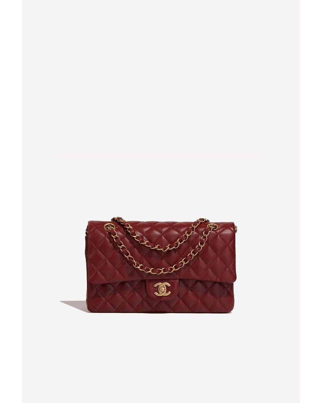 Chanel Classic Flap Vintage with Gold Hardware Red Caviar Leather Cross Body Bag